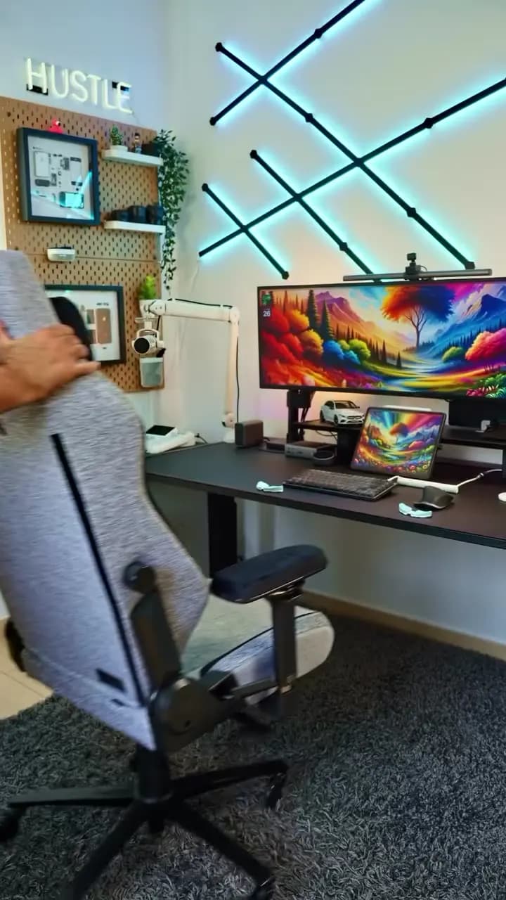 A finished desk setup with RGB lighting